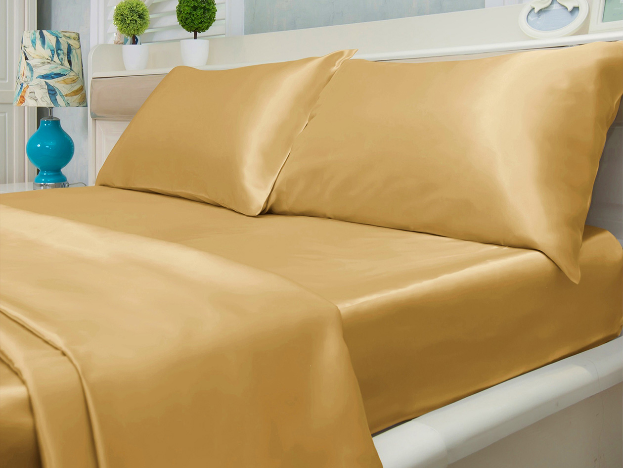 Silky-Soft Satin 4-Piece Sheet Set (Gold/Full)