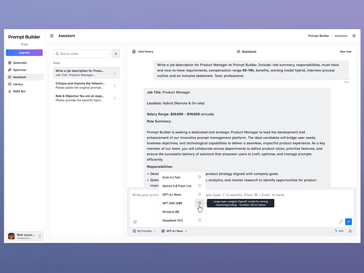 PromptBuilder - AI Prompt Engineer: Lifetime Subscription