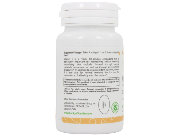 LuckyVitamin - Vitamin E D-Alpha Tocopheryl 200 IU - 100 Softgels