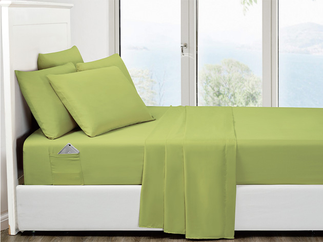 6-Piece Sage Ultra Soft Bed Sheet Set with Side Pockets