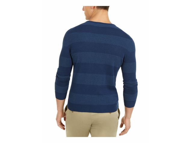 Tasso Elba Men's Rugby Boucle Sweater Blue Size Extra Large