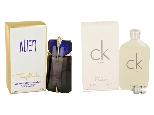 Gift set  Alien by Thierry Mugler Eau De Parfum Refillable Spray 2 oz And  CK ONE EDT Pour/Spray (Unisex) 1.7 oz