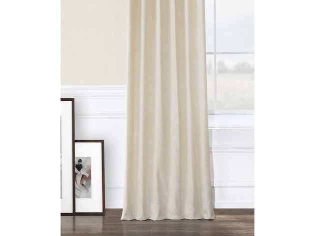 Exclusive Fabrics and Furnishings Heavy Curtain Panel, Woven from Sturdy Polyester, 50 Inch By 108 Inch, Light Beige