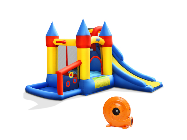 Costway Inflatable Bounce House Slide Bouncer Kids Castle Jumper w/ Balls & 780W Blower