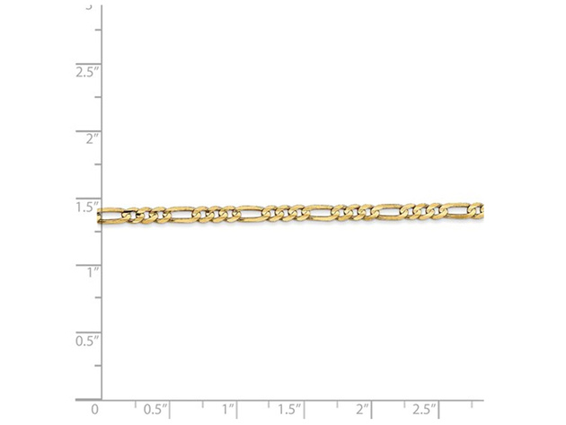 14K Yellow Gold Ladies 3mm Concave Figaro Necklace 16 Inches