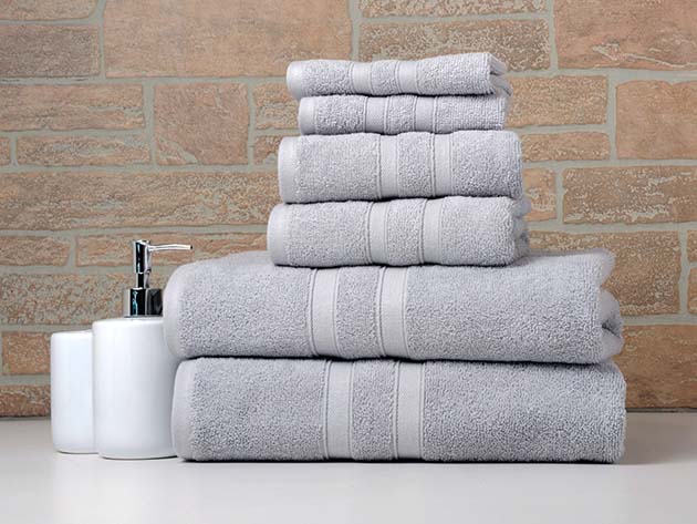 6-Piece Bibb Home 100% Egyptian Cotton Towel Set (Seal Grey)