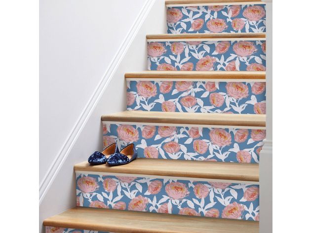 Opalhouse Floral Bloom Amidst Peel and Stick Smooth Out Design Wallpaper, Covers 27.5 Square Feet, Blue/White