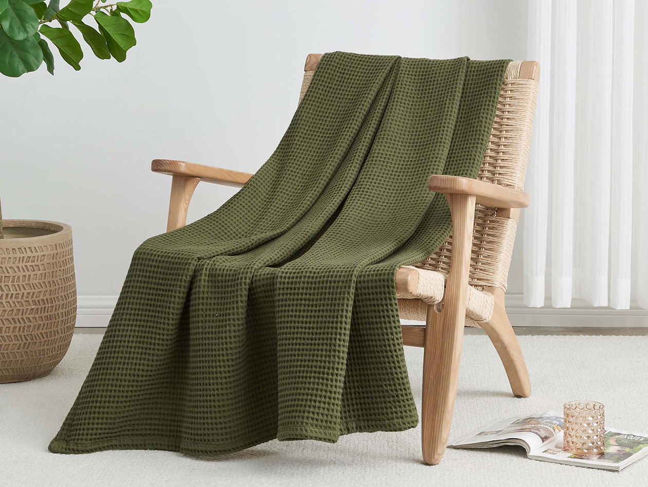 Vintage Cotton Waffle Blanket