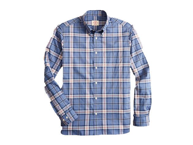 Brooks Brothers Men's Performance Series Plaid Poplin Shirt Blue Size Medium