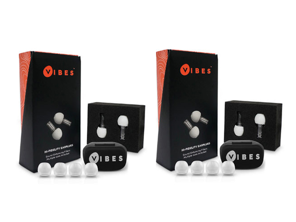 Vibes Hi-Fidelity Earplugs + Attachable Cords: 2-Pack