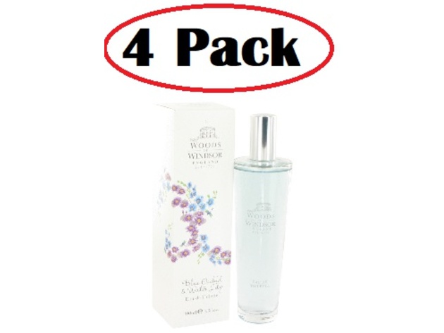 4 Pack of Blue Orchid & Water Lily by Woods of Windsor Eau De Toilette Spray 3.3 oz