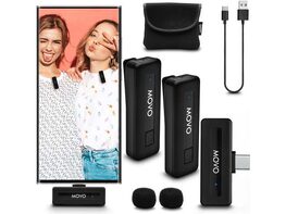 Movo Wireless Mini UC Duo - Ultracompact Rechargeable Wireless Lavalier Microphone System for Android