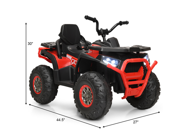 Costway 12V Kids Electric 4-Wheeler ATV Quad 2 Speeds Ride On Car w/MP3&LED Lights White - Red