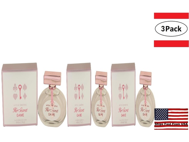 3 Pack Her Secret Game by Antonio Banderas Eau De Toilette Spray 2.7 oz for Women