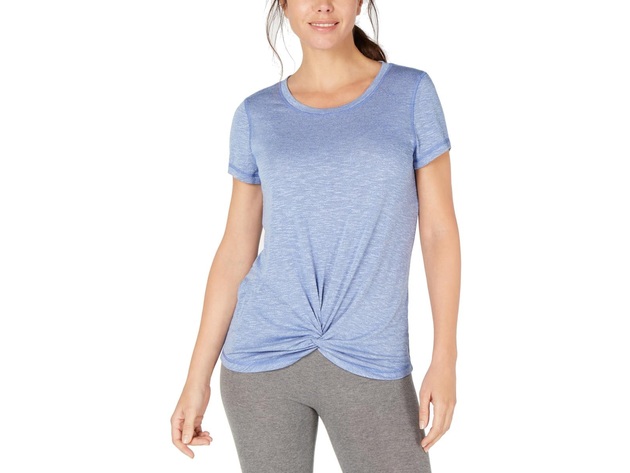 Ideology Women's Knot-Front T-Shirt Blue Size Extra Small