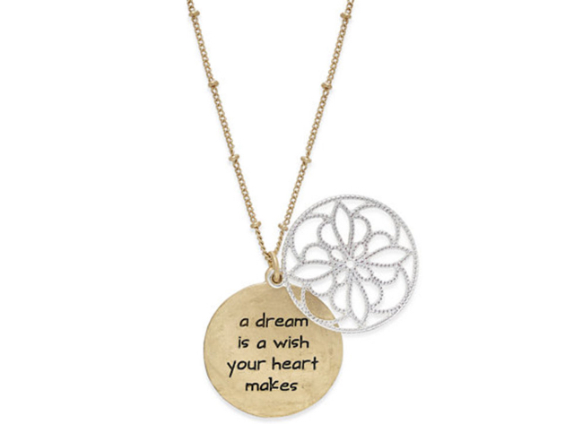 Inspired Life Two-Tone Message "A Dream is a Wish" Pendant Necklace