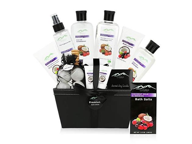 Premium Coconut & Berry 16-Piece Spa Bath & Body Gift Basket