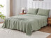 Kathy Ireland 4 Piece Heathered Jersey Knit Cotton Sheet Set (Full/Olive)
