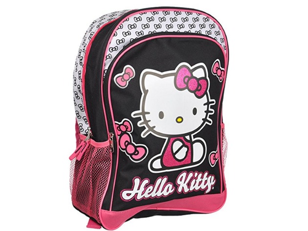 Backpack - Hello Kitty - Large 16 Inches - Black and Glittery