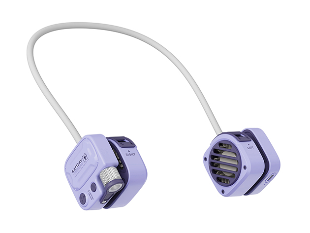Portable Neck Fan with LED Flashlight (Purple)