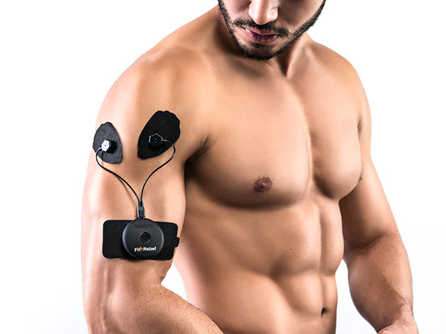 A person wearing a fitness device on their arm