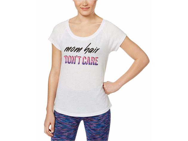 Ideology Women's Mom Hair Don't Care Slogan Athletic Fitness T-Shirt Size Small