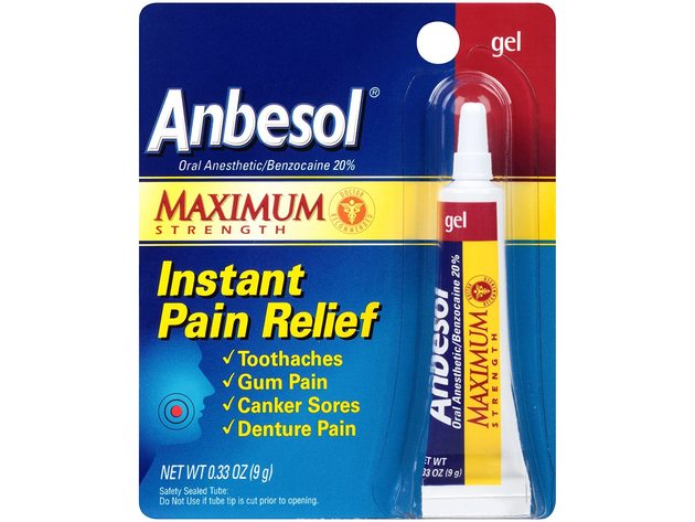 Anbesol Maximum Strength Instant Oral Toothache/Gum Pain Relief Anesthetic Gel, 0.33 Oz.