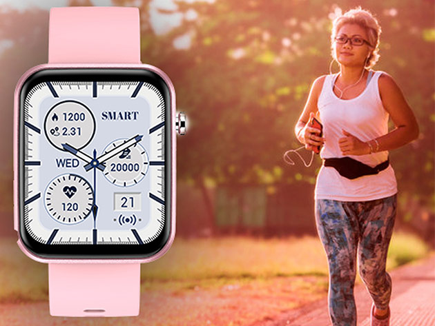 Advanced Smartwatch with 3 Bands & Wellness and Activity Tracker (Pink)