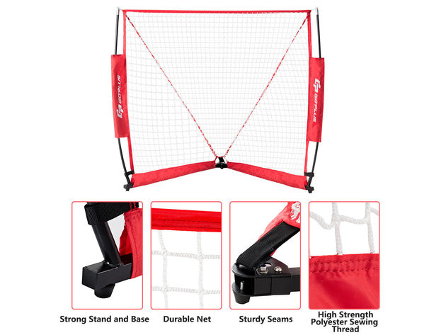 4' Portable Lacrosse Goal Net for Backyard Shooting In/Outdoor Use w/ Carry Bag - Red