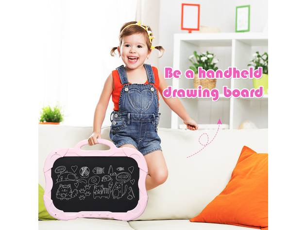Costway 4 in 1 Kids Art Easel Magnetic Double Sided Chalkboard Whiteboard w/ Accessories - Pink