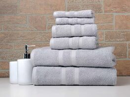 6-Piece Bibb Home 100% Egyptian Cotton Towel Set (Seal Grey)