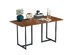 Costway 60'' Console Dining Table Rectangular Kitchen Table w/ Metal Frame and Wood Top - Brown