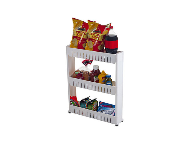 Three Tier Slim Slide Out Pantry on Rollers