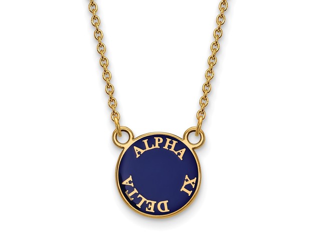 14K Plated Silver Alpha Xi Delta Small Enamel Necklace