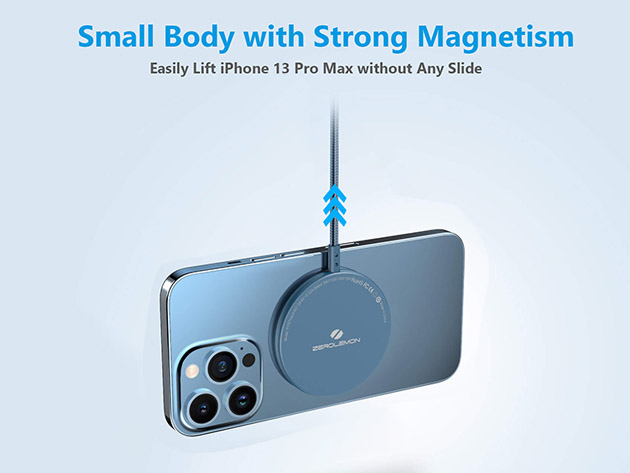 10 Foot Magnetic Wireless USB-C Charging Cable Blue (MagSafe Compatible)