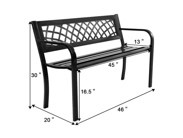 Costway Patio Park Garden Bench Porch Path Chair Outdoor Deck Steel Frame Black