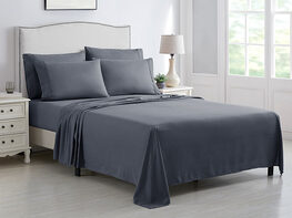 Kathy Ireland 6-Piece Brushed Microfiber Sheet Set (Dark Grey/Full)