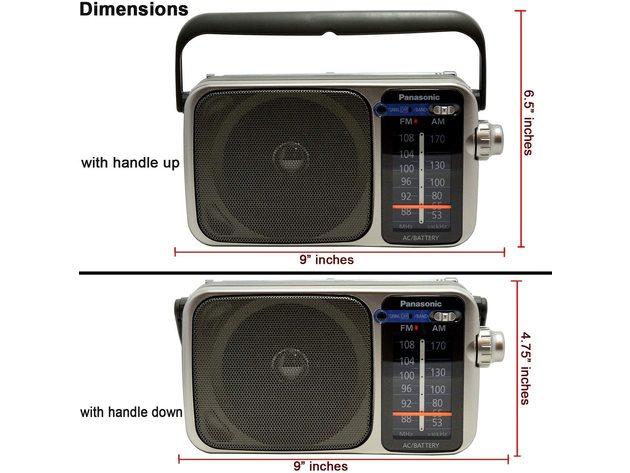 AOM Panasonic RF-2400D / RF-2400 Portable FM/AM Analog Radio with AFC Tuner (Like New, Open Retail Box)