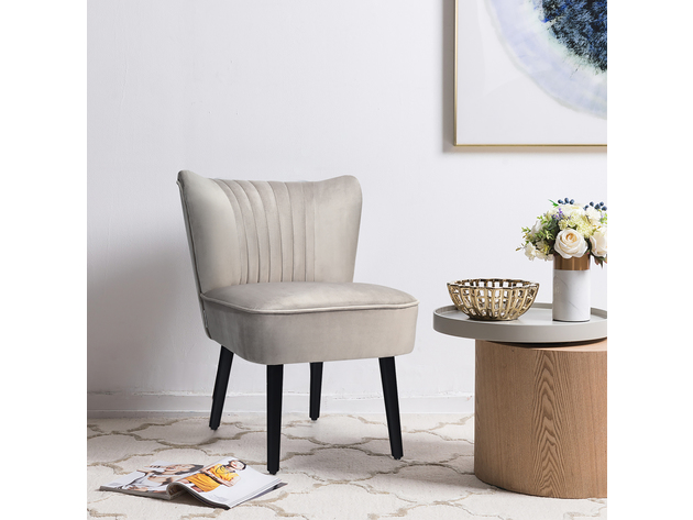 Costway Set of 2 Armless Accent Chair Upholstered Leisure Chair Single Sofa - Stone Grey