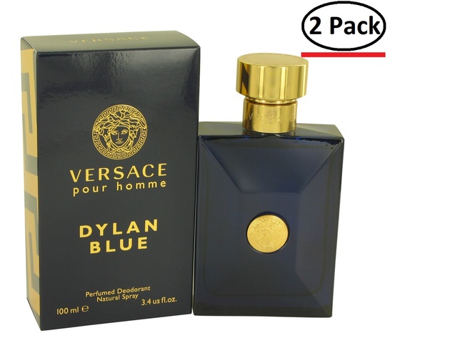 Versace Pour Homme Dylan Blue by Versace Deodorant Spray 3.4 oz for Men (Package of 2)