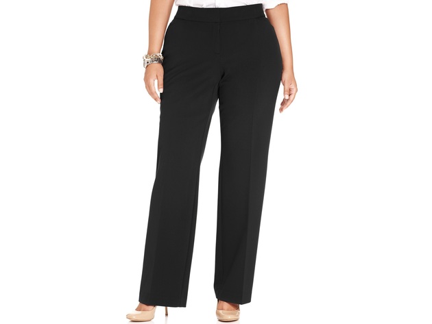 JM Collection Women's Petite Curvy-Fit Straight-Leg Pants Black Size 20
