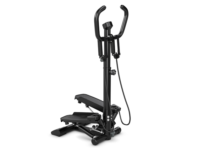 Goplus Twist Stair Stepper Machine W/Handlebar Monitor Resistance Bands Fitness - Black