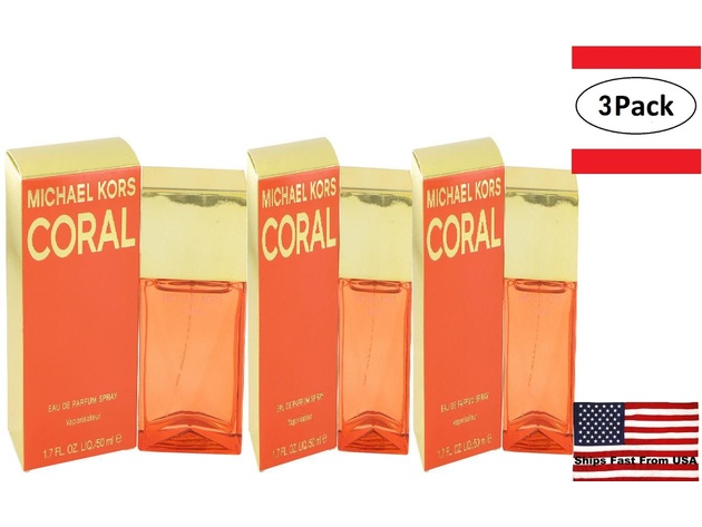 3 Pack Michael Kors Coral by Michael Kors Eau De Parfum Spray 1.7 oz for Women