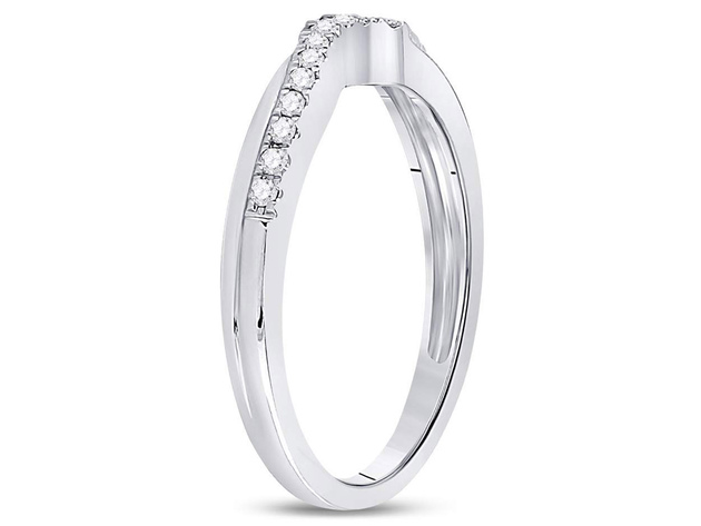 Diamond Contoured Wedding Band 1/8 Carat (ctw H-I, I1-I2) in 10K White Gold - 8