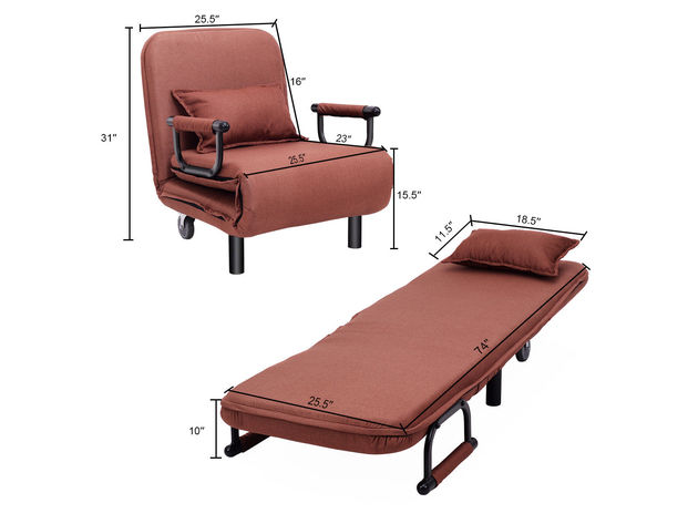 costway convertible folding leisure recliner sofa bed