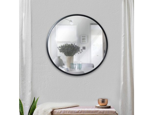 HBCY Creations Circle Wall Mirror 20 Inch Round Wall Mirror for Entryways, Black (Refurbished, No Retail Box)