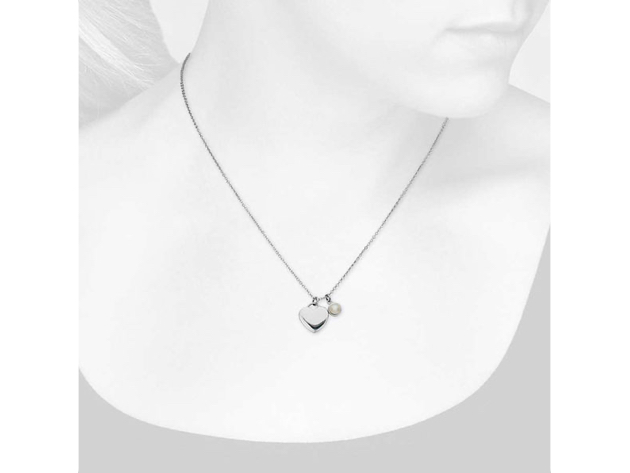 Homvare Women’s 925 Sterling Silver Pearl Heart Necklace - Silver