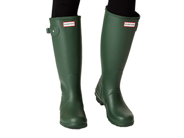 hunter green rubber boots
