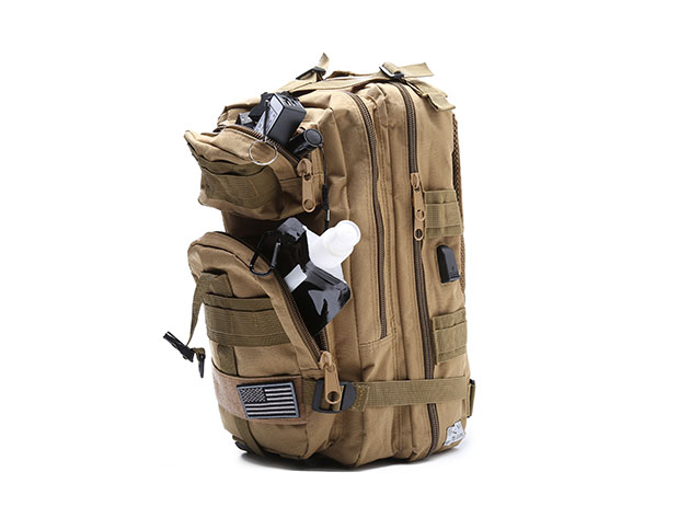 Fully Loaded Tactical Military Style Backpack (Khaki)