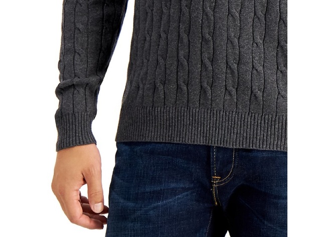 Club Room Men's Cable-Knit Sweater Gray Size 2 Extra Large